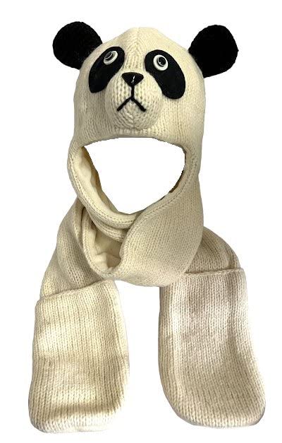 Agan Traders Animal Hat Cap Wool Fleece Lined Trapper Beanie Multi-Functional Set Girls Boys Adult - color: Combo-panda