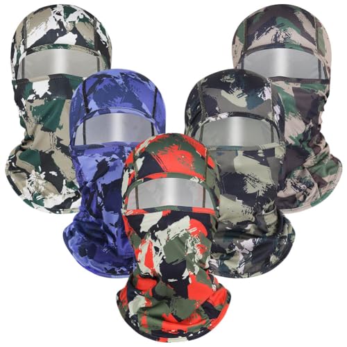 Camo Balaclava Ski Mask UV Face Cover for Motorcycle Hunting - color: Jungle Color-5pcs