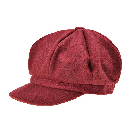 ZLYC Women Classic Newsboy Cap Visor 8 Panel Gatsby Cabbie Paperboy Hat - color: Burgundy