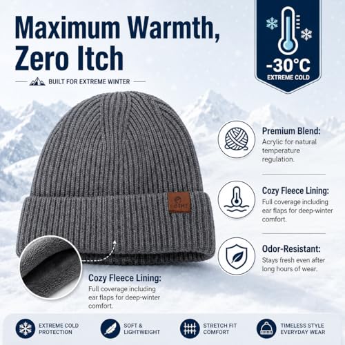 Oversize XXL Winter Beanie Knit Hat for Men - color: E1-grey