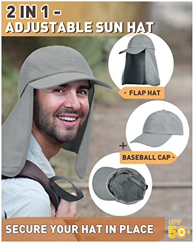 Tirrinia Wide Brim Sun Hat with Neck Flap for Men & Women - color: #3 Grey