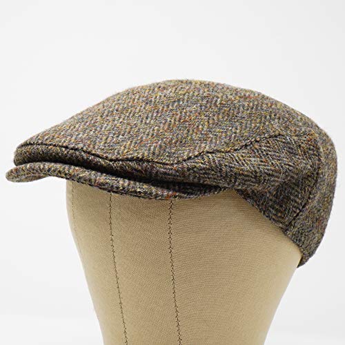 Nevis Flat Cap - 100% Handwoven Wool – Harris Tweed – Water Resistant - color: Classic Herringbone, size: 7 1/2-7 5/8