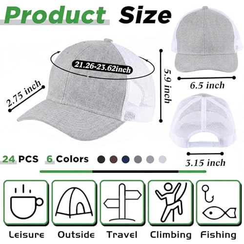 Suhine 24 Pcs Blank Trucker Hat Bulk,Unisex Baseball Cap - color: Dark Color2