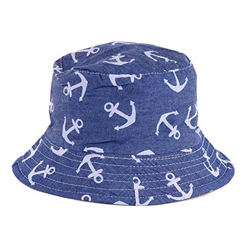 BYOS Unisex Trendy Reversible Lightweight Printed Bucket Hat Packable Outdoor - color: Anchor Dark Denim