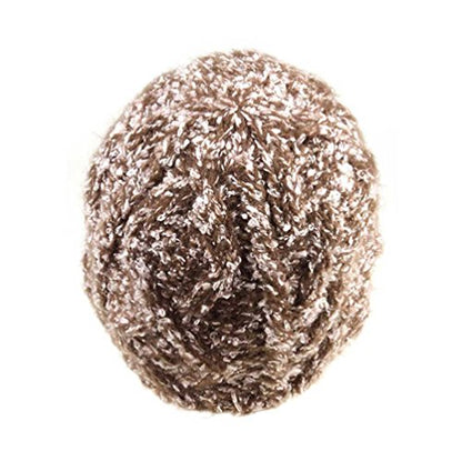 Woman's Warm Soft Cable Lace Pom Furry Flower Crochet Fashion Knit Hat - color: Brown, size: One Size