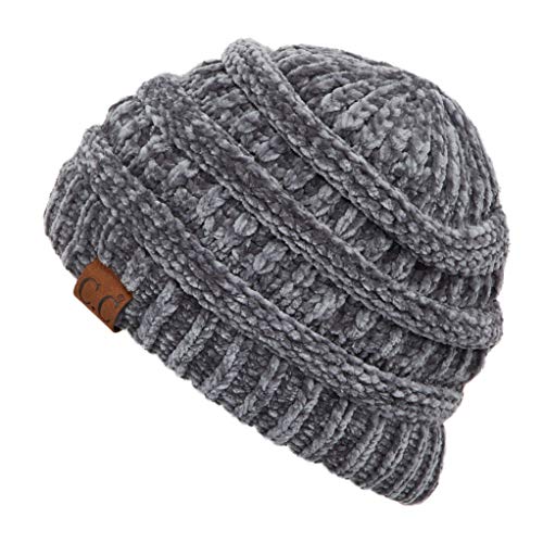 C.C Exclusives Cable Knit Beanie - Thick, Soft & Warm Chunky Beanie Hats - color: Chenille Lt. Mel Grey