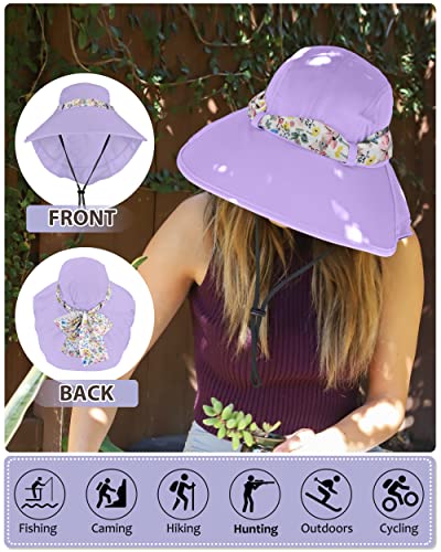 Tirrina Women's Sun Hat Wide Brim, UV Protection Sun Hats for Women - color: Purple