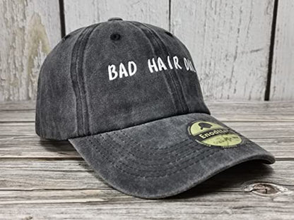 Embroidered Baseball Caps for Men and Women - color: Bad Hair Day (Washed Black)