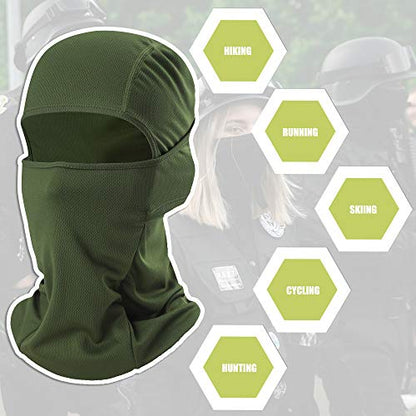 Balaclava Face Mask Adjustable Windproof UV Protection Hood - color: Army Green