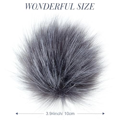 Tatuo 16 Pcs Faux Fur Pom Poms for Hats, Dark Gray - color: Dark Gray