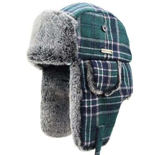 Unisex Winter Trapper Hat Cold Proof Keep Warm Hat with Ear Flaps for Hunting Skiing Trooper Outdoor Activities - color: Candy Series-green, size: Medium-Large