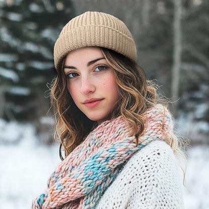 Croogo Daily Skull Cap Knit Beanie Hat Classic Men Warm Winter Hats Trawler Toboggan Cap Roll-up Edge Swag Fisherman Ski Cap - color: Kh45-nn-s-beige, size: Small