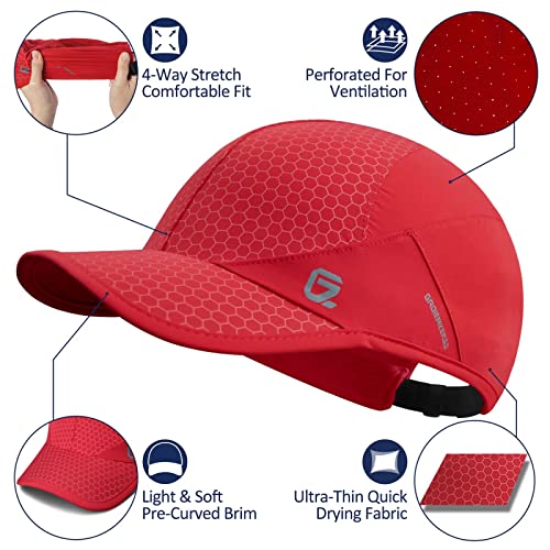 GADIEMKENSD Stretch Running Hat with Soft Brim, Quick Dry, Unstructured, Unisex-Adult - color: Soft Red