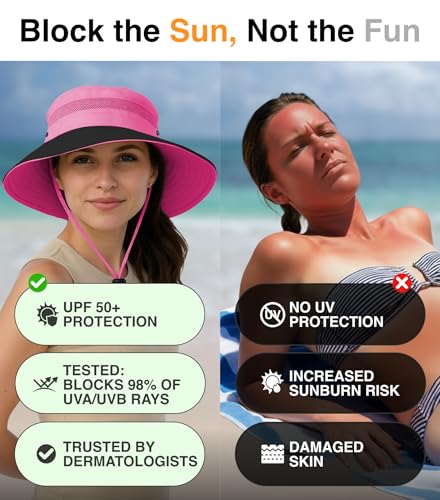 GearTOP Safari Hat for Men Sun Hats for Women UV Protection UPF 50+ Fishing, Gardening, Hiking Hat (22-23 1/2") - color: Pink Standard 1 Pack