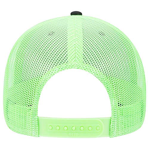 OTTO 6 Panel Low Profile Contrast Vertical Mesh Back Cap - color: Blk/Blk/N.grn