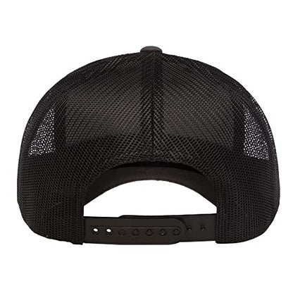 Yupoong Classic Mesh 6 Panel Retro Trucker Cap | Mid Profile Snapback - color: Charcoal/Black