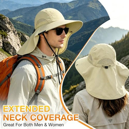 Solaris Small‑Head‑Fit Sun Hat with Neck Flap for Men & Women - color: #1 Tan, size: Medium