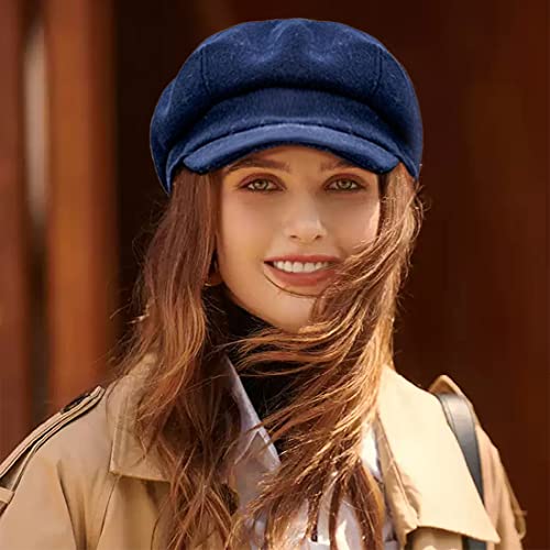 Newsboy Caps for Women Classic Beret Hats Autumn Winter Cap - color: Navy Blue