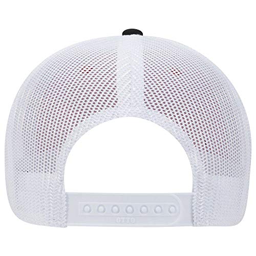 OTTO 6 Panel Low Profile Contrast Vertical Mesh Back Cap - color: Blk/Red/Wht