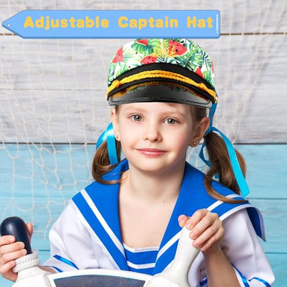 8 Pieces Captain Hats Adjustable White Sailors Navy Marine Admiral Caps for Yacht Theme Party Costume Accessory - color: Style 10
