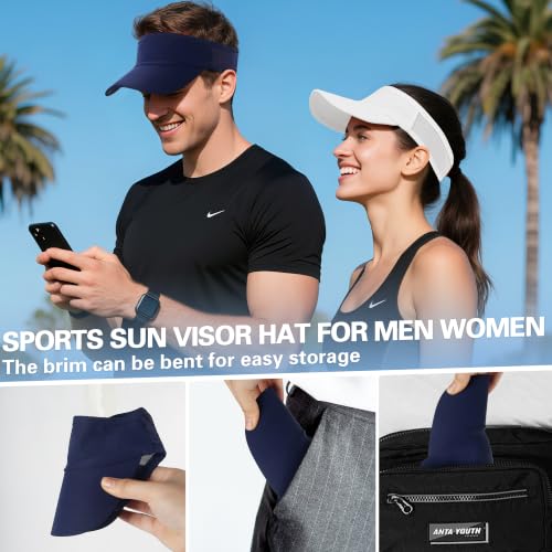 HH HOFNEN Sports Sun Visor Unisex Cooling Cap Lightweight Stretchy Packable - color: #1 Navy