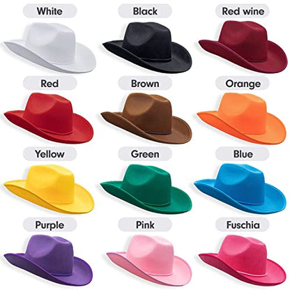 COLLECT PRESENT Plain Felt Cowboy & Cowgirl Hat for Men and Women | Western Studded Cowboy Hat in Adult Sizes - color: Pink