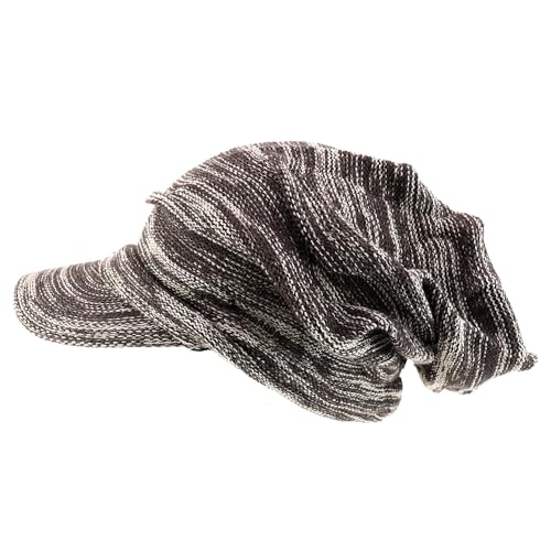 Armycrew Deep Crown Wrinkled Knit Slouch Rasta Beanie Visor - color: Brown Marled