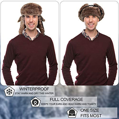 SATINIOR 1 Pcs Unisex Trapper Hat with Chin Strap Earflaps Hat - color: Black