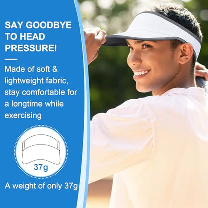 Sports Sun Visor for Men Women, Lightweight Soft Quick-Dry Visor Hat, Packable Tennis Golf Running Visor