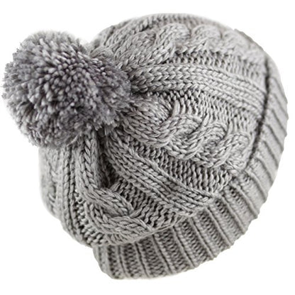 Women and Men Beanie Daily Winter Oversized Thick Stretchy Knitted Pom Pom Beanie Fleece Lined Beanie Hat - color: 1. Curly Grey