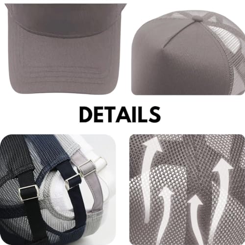 Oversize XXL Mesh Trucker Hat for Men Big Head High Crown Baseball Cap - color: Grey