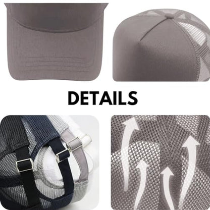 Oversize XXL Mesh Trucker Hat for Men Big Head High Crown Baseball Cap - color: Grey