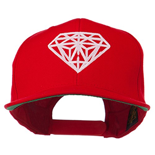 e4Hats.com Pink Diamond Outline Embroidered Snapback Cap - color: Red