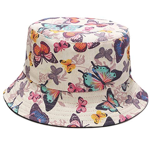 Umeepar Unisex Reversible Packable Bucket Hat Sun Hat for Men Women - color: Beige Butterfly