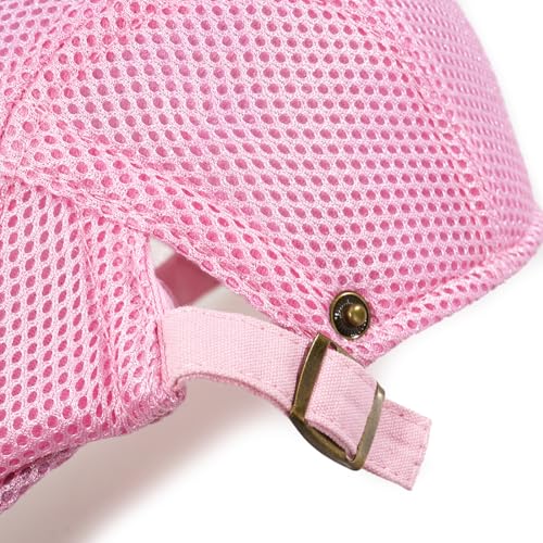 Xinveen Men's Mesh Cap Breathable Summer Newsboy Hat Adjustable Beret Ivy Cap Irish Cabbie Driving Hunting Hats - color: Pink