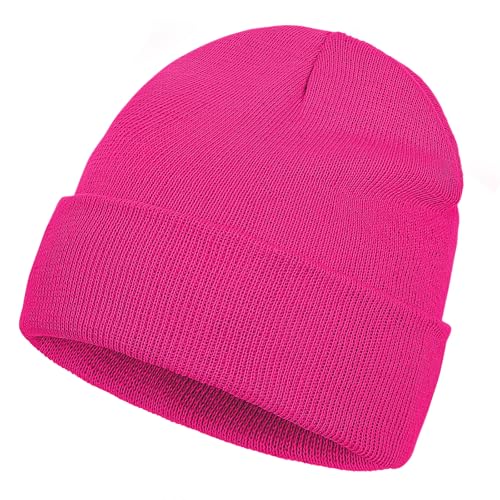 Pistha Beanie for Men Women-Knit Beanie Hats Skull Cap Winter Warm Hat - color: Rosy Red