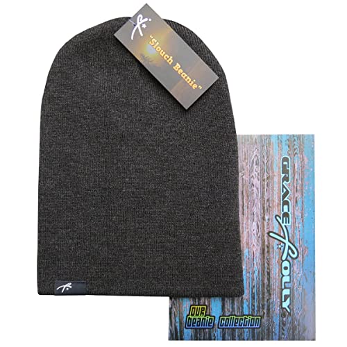 Grace Folly Slouchy Beanie for Men & Women, Cuffed Acrylic Knit Winter Hat - color: Charcoal