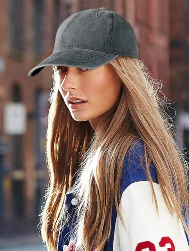 Edoneery Baseball Cap for Men and Women, Low Profile Washed Cotton Dad Hat - color: Grey