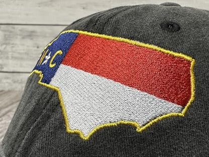 America State City Flag Hats - color: North Carolina Flag (Washed Black)