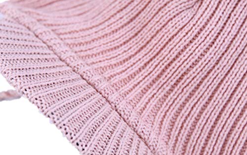 Toddler Fleece Beanie Winter Hat with Ear Flaps Baby Knit Hat with Visor - color: Pink, size: 0-12 Months
