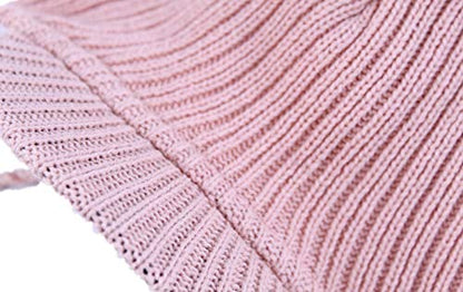Toddler Fleece Beanie Winter Hat with Ear Flaps Baby Knit Hat with Visor - color: Pink, size: 0-12 Months