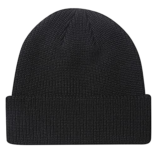 Beanie Hat Knit Ski Cap Fisherman Beanie for Men Women - color: 2pack Black/ Grey Heather