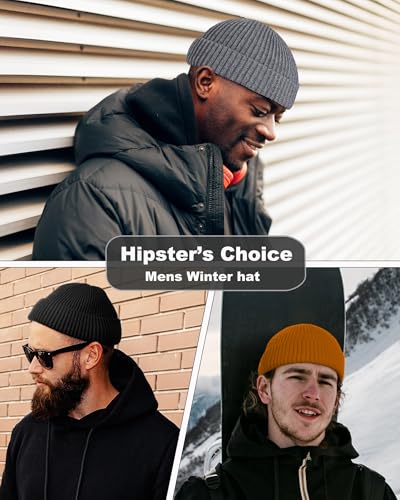 Short Fisherman Beanie for Men Women Wool Fleece Lined Winter Hat - color: 1pcs-camel