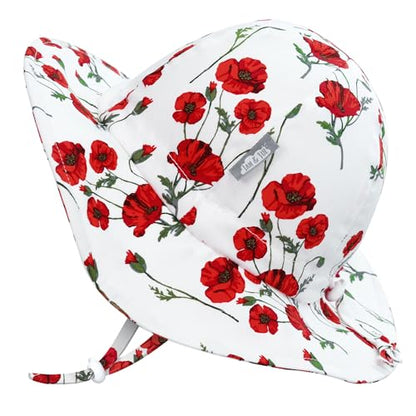 JAN & JUL Adjustable Cotton Floppy Sun Hat with 50+ UPF Protection for Girls - color: Red Poppy, size: 5-12 Years