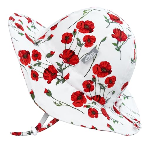 JAN & JUL Adjustable Cotton Floppy Sun Hat with 50+ UPF Protection for Girls - color: Red Poppy, size: 5-12 Years
