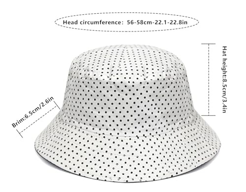 DIYDECAL Summer Bucket Hat,Beach Sun Hat Double-Sided Fisherman Hat for Men Women - color: Polka Dot