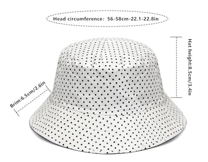 DIYDECAL Summer Bucket Hat,Beach Sun Hat Double-Sided Fisherman Hat for Men Women - color: Polka Dot