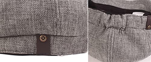 Lifup Men Newsboy Hat Cotton Linen 8 Panel Ivy Cabbie Flat Cap - color: Dark Grey