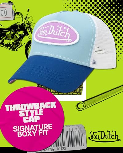 Von Dutch Unisex Trucker Hat, Colorblock, Mesh Back, Curved Bill, Snapback - color: Glacier Blue