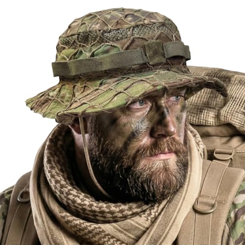 CQR Men's Tactical Boonie Hat, Breathable Packable Sun Hat for Hunting, Hiking, Fishing, Shooting, and Outdoor Activities - color: Recon Utility Camo, size: Small-Medium